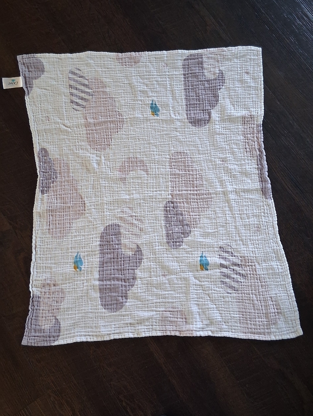 Dove Muslin Baby Swaddle with Purple Cloud Print